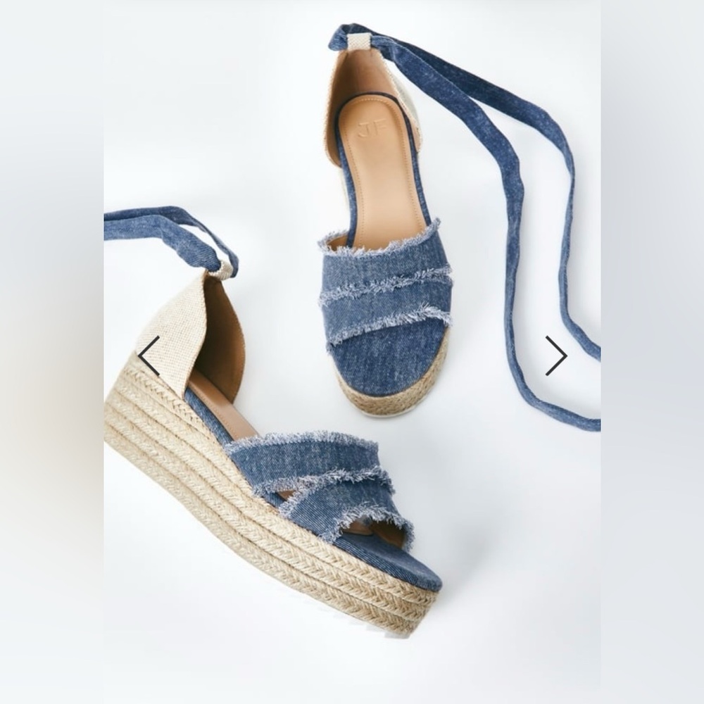 JustFab Denim Espadrilles Platform Sandals Women’s Size 7.5 - Picture 2 of 6